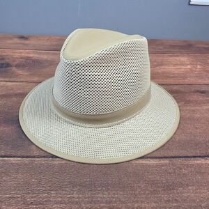 Henschel Hat Co Breezer Fedora Mens Large Tan Excellent Mesh Sun Hat USA Made